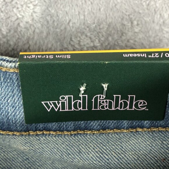 Wild Fable Jeans Womens Sz 0 Light Wash Super High Rise Slim Straight Distressed - Picture 6 of 14